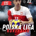 I Runda Polskiej Ligi Korfballu w sezonie 2024/2025. Zawodnik z piłką, logo PZKORF, 22 lutego 2025 r.